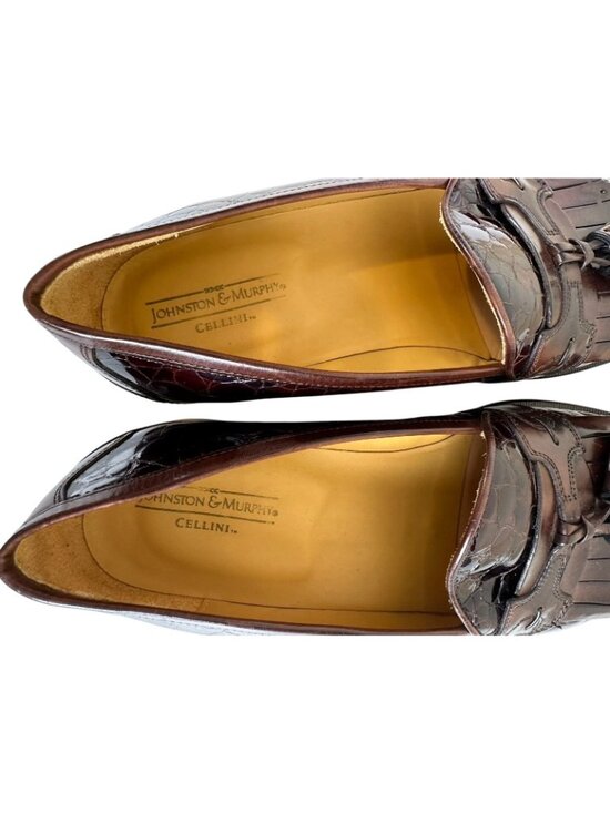 Johnston Murphy Cellini Mens 11M Brown Croc Embossed Tassel Loafer Italy Classic main image 6